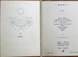 Menu: French 1930 First Communion - Hotel Lutetia, Paris - Silver-Embossed Cover - Picture 1 of 1