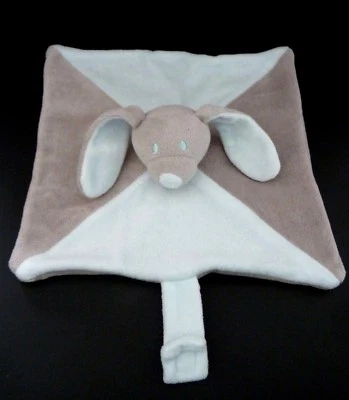 *. DOUDOU PLAT BABOU LAPIN GRIS BLEU ATTACHE TETINE EXCELLENT ETAT - Photo 1/4