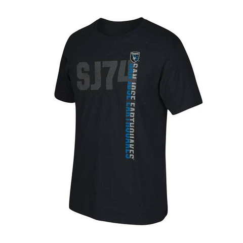 San Jose Earthquakes MLS Licensed Men's "Vertical Speed" Black Short T-Shirt Cover