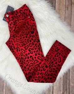 Pantaloni Donna Cielo Jeans Skinny Jegging Rosso Nero Stampa Animali Small Medium, L - Foto 1 di 10