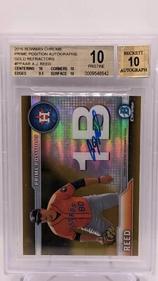 2016 Bowman Chrome AJ REED Auto Prime Positions Gold Refractor /50 BGS 10 - 10 - Image 1 of 2
