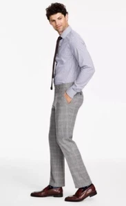 Tommy Hilfiger Men's Modern Fit Wool Suit Dress Pants Grey Camel Plaid 42 x 32 - Picture 1 of 2