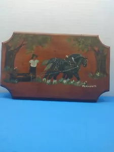 Vintage Americana Hand Painted Logging Scene One Of A Kind - Picture 1 of 2