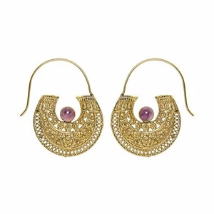 81stgeneration Laiton Doré Pierre Simulée Aztèque Égyptien Boucles d'oreilles - Imagen 1 de 13