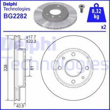 2x Delphi BG2282 brake disc suitable for Nissan Renault