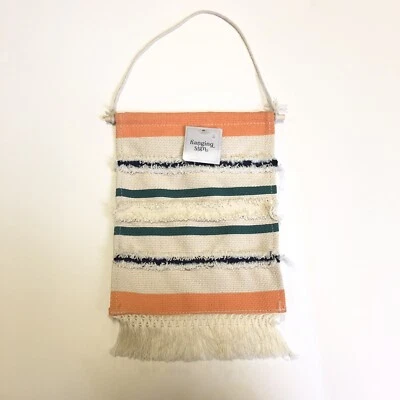 Rustic Burlap Hanging Signs Home Sweet Home Striped w/ Tassels  9" X 7" - Image 1 of 2