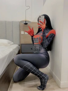 Unisex Zipper Open Crotch Spandex Zentai Bodysuit Cosplay Costume with Gloves - Picture 1 of 19