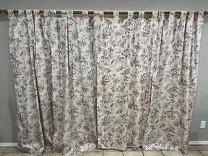 Tende JCPenney Home Collections 4 pannelli crema avorio foglie floreali marrone vintage - Foto 1 di 5