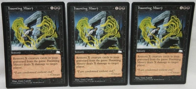 HAUNTING MISERY  X3 MAGIC THE GATHERING WEATHERLIGHT MTG 1997 Trading Card  #606 - Image 1 of 4