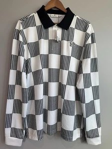 Devereux Golfshirt Herren XXL Skull Logo Langarm Polo schwarz weiß kariert - Bild 1 von 6