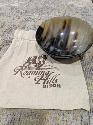 Roaming Hills Bison Buffalo Horn Bowl Handcrafted Decorative Natural Art Decor 8 - Image 1 of 4