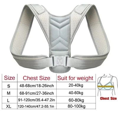 Universal Posture Corrector for Women Men Adjustable Upper Back Brace Size M/L - Image 1 of 4