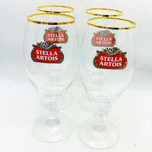 Set of 2 Stella Artois Gold Rimmed Beer Pilsner Glasses - Picture 1 of 5