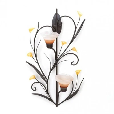 Aplique de pared para velas de lirios ámbar floral de metal decoración del hogar candelabro nuevo Foto 1 de 2