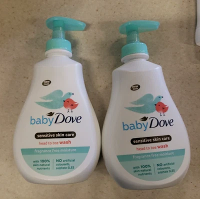 2x Dove Baby Wash Piel sensible sin fragancia 13,5 fl oz cada uno Foto 1 de 3
