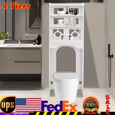 Armario de inodoro de 4 niveles PVC sobre el inodoro gabinete de almacenamiento baño estante de almacenamiento Foto 1 de 4