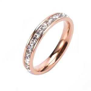Anillo de boda para mujer circonita cúbica acero inoxidable brillante anillo joyería - Imagen 1 de 8