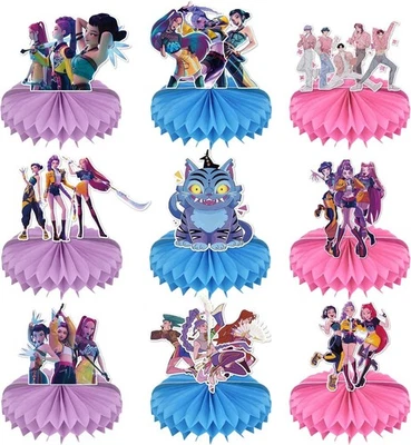 Mesa de centro de mesa de panal cazadores de películas de demonios 9 piezas decoraciones de cumpleaños NUEVO Foto 1 de 3