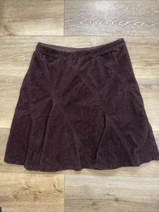 City DKNY Pleated  Corduroy Skirt Size 12 Brown Boho Knee Length - Picture 1 of 9
