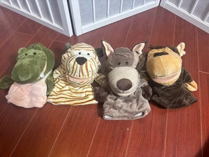 Kids Animal Hand Puppets Lot Of 4 Stuff Animals Plush  Teachers Story Time - Picture 1 of 11