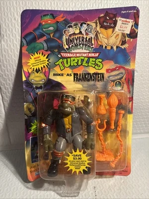 Tarjeta sin perforar 1993 TMNT Mike como Frankenstein Universal Monsters Playmate Toys Foto 1 de 4