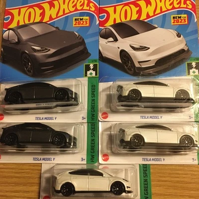 Hot Wheels 2023 #37 gris y blanco modelo tesla y lote de 5 Foto 1 de 4