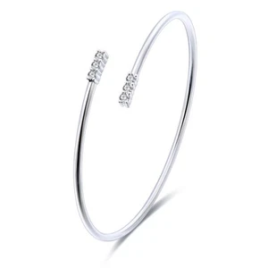 14K White Gold Plated Silver Bracelet With 0.36 Ct. Lab Grown Diamond (D-E, VS) - Picture 1 of 21