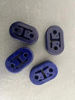 Blue 4PCS Universal Polyurethane Rubber 2 Hole 12mm Exhaust Muffler Hanger - Image 1 of 3
