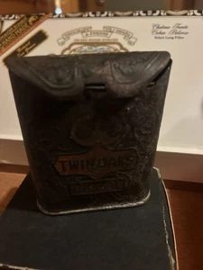 Antique TWIN OAKS Mixture Tobacco Embossed Pocket Tin Rolled Hinged Top - Picture 1 of 5