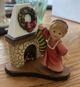 Anri Sarah Kay First Christmas Wood Figurine #290/500 Fireplace Stocking Figure - Picture 1 of 4