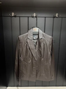 East 5th Damen Gr. Medium Dunkelbraun Echtleder Blazer Jacke Gefüttert Neu - Bild 1 von 11