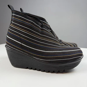 Bernie Mev Maile Fashion Boots Wedges Black Striped Slip-On Shoes Women US 7 - Picture 1 of 11