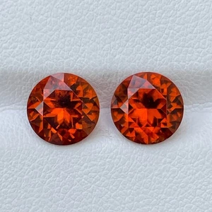 Paar runde Edelstein-Ohrringe 5,70 kt natürlicher orangefarbener Hessonit Granat Geschenk - Bild 1 von 6