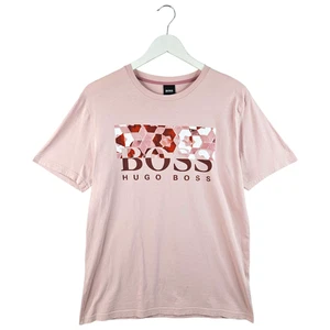 Camiseta Top Hugo Boss Para Hombres Rosa Manga Corta Logo Grande Talla Mediana M - Imagen 1 de 13