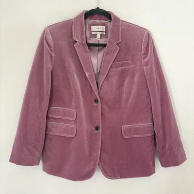 J. Crew Schoolboy Velvet Blazer Jacket Dusty Rose Pink Purple Size 14 Glam Prep - Image 1 of 4