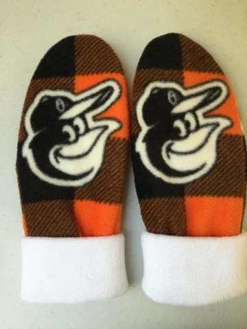 ORIOLES Baltimore handcrafted women’s FLEECE mittens MLB baseball winter gloves Cover