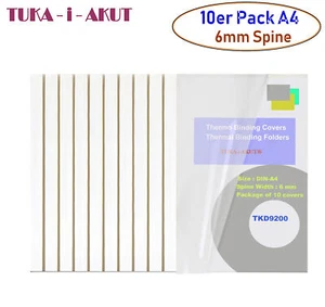 10er A4 Thermobindemappen 6mm Rückenbreite Thermomappen Thermomappe Weiß TKD9200 - Bild 1 von 10