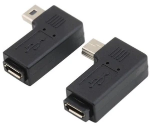 1 Paar 90 Grad linker & rechter Winkel Mini USB 5 Pin Stecker auf Micro Buchse Sync Adapter - Bild 1 von 5