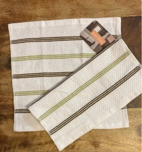 Gesichtstücher weiß braun grün Streifen 5er Pack ca. 30 cm x 30 cm - Bild 1 von 1