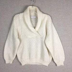 Suéter de cuello de chal de las Islas del Norte para mujer talla M mezcla mediana de mohair marfil - Imagen 1 de 6