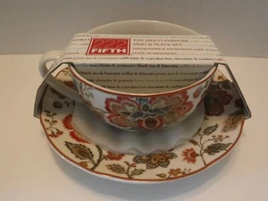 222 Fifth Winter Floral Red Large Mug and Snack Plate Set NEW - Picture 1 of 5