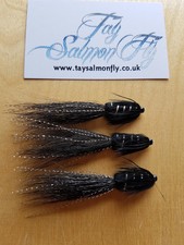 3x Black Snaelda 1" Copper Tube Salmon Fishing Flies FREE POSTAGE