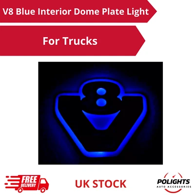 Azul V8 Interior Domo Placa Luz Acabado Brillo Para Camiones Volvo MAN Scania... - Imagen 1 de 3