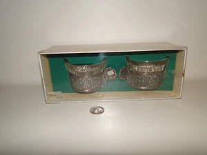 Set of 2 METAL MUG HOLDER & GLASS CUP INSERT, Made in Holland - Picture 1 of 6