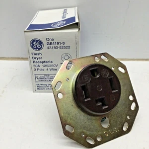 GE GE4191-3 Flush Dryer Receptacle 30A 125/250V 3-pole 4-wire NEMA 14-30R Brown - Picture 1 of 5