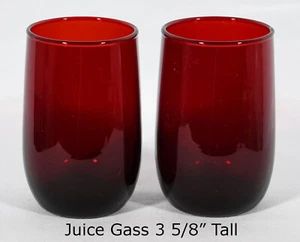 Anchor Hocking Two Roly Poly Ruby Red 5oz Juice Glasses 3 5/8" - Picture 1 of 3