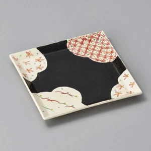 Mino ware Japanese plate dish square shape L Black Check pattern 8.0inch Japan - Picture 1 of 2