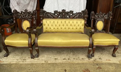 KARPEN FURNITURE CO. CAOBA 3 PIEZAS. JUEGO SALÓN FIGURATIVO GRIFFIN Foto 1 de 4