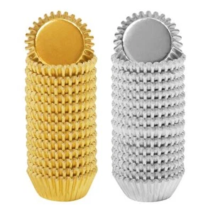 600 Pieces 1.25 Inch Mini Foil Metallic Cupcake Liners Muffin Paper Cases Bak... - Picture 1 of 7