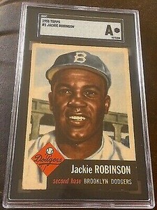 1953 Topps #1 Jackie Robinson (DECD HOF) Dodgers SGC A Authentic Altered Sharp!!